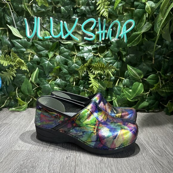 Dansko XP 2.0 Black Translucent Clogs Women's Shoe 39 Multicolor Nursing